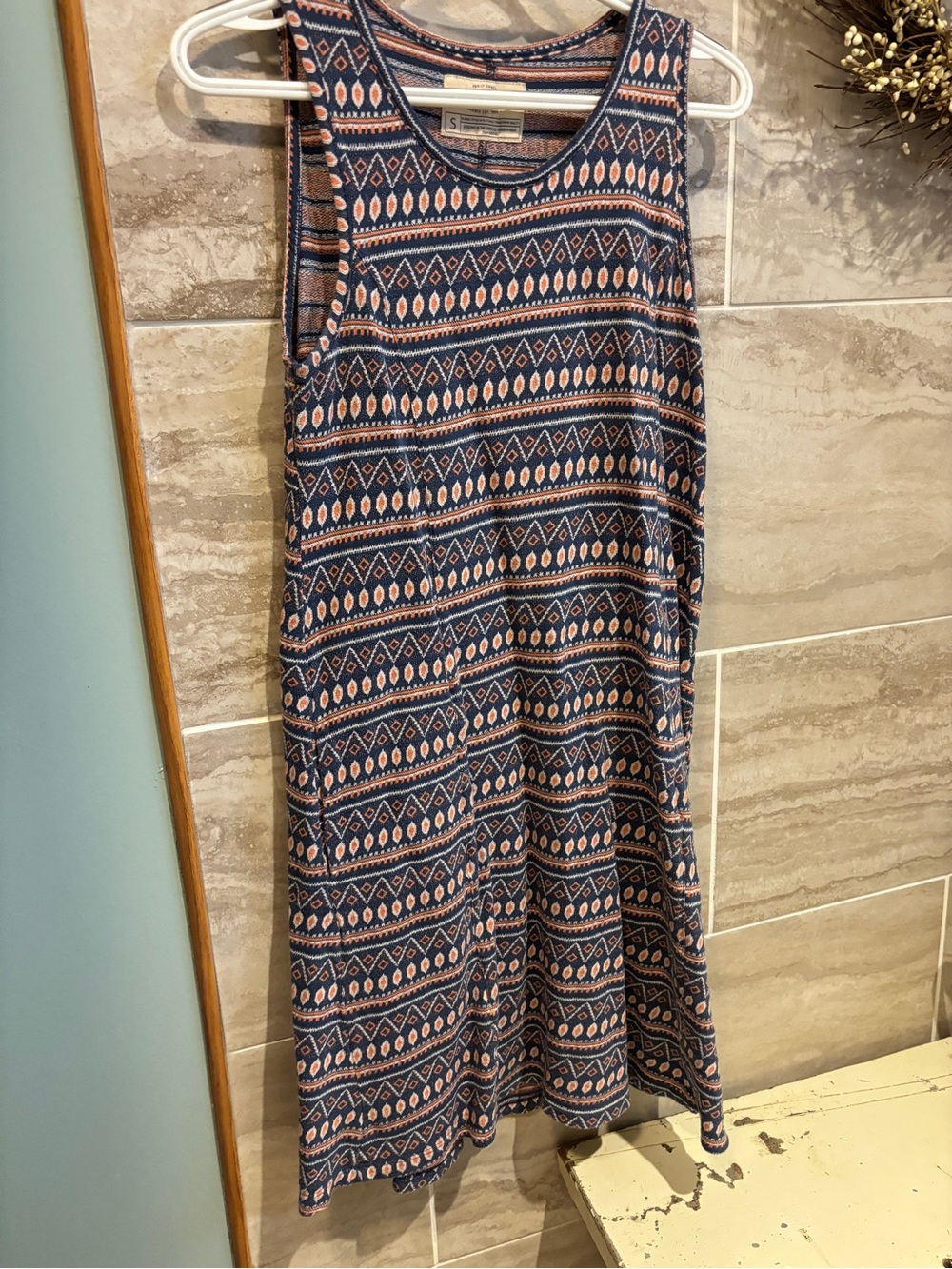 Casual Navy & Pink Patterned Tank Dress -old Ranch size S